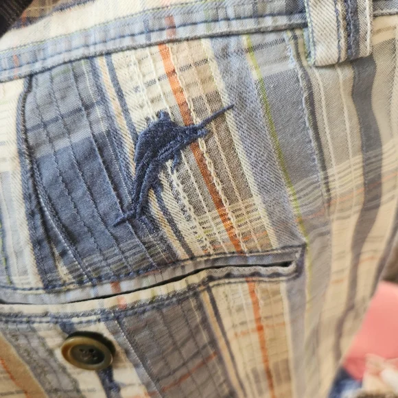 Tommy Bahama Jeans Mens Shorts size 34 Cargo Plaid Blue Silk Cottn Blend - Picture 4 of 5